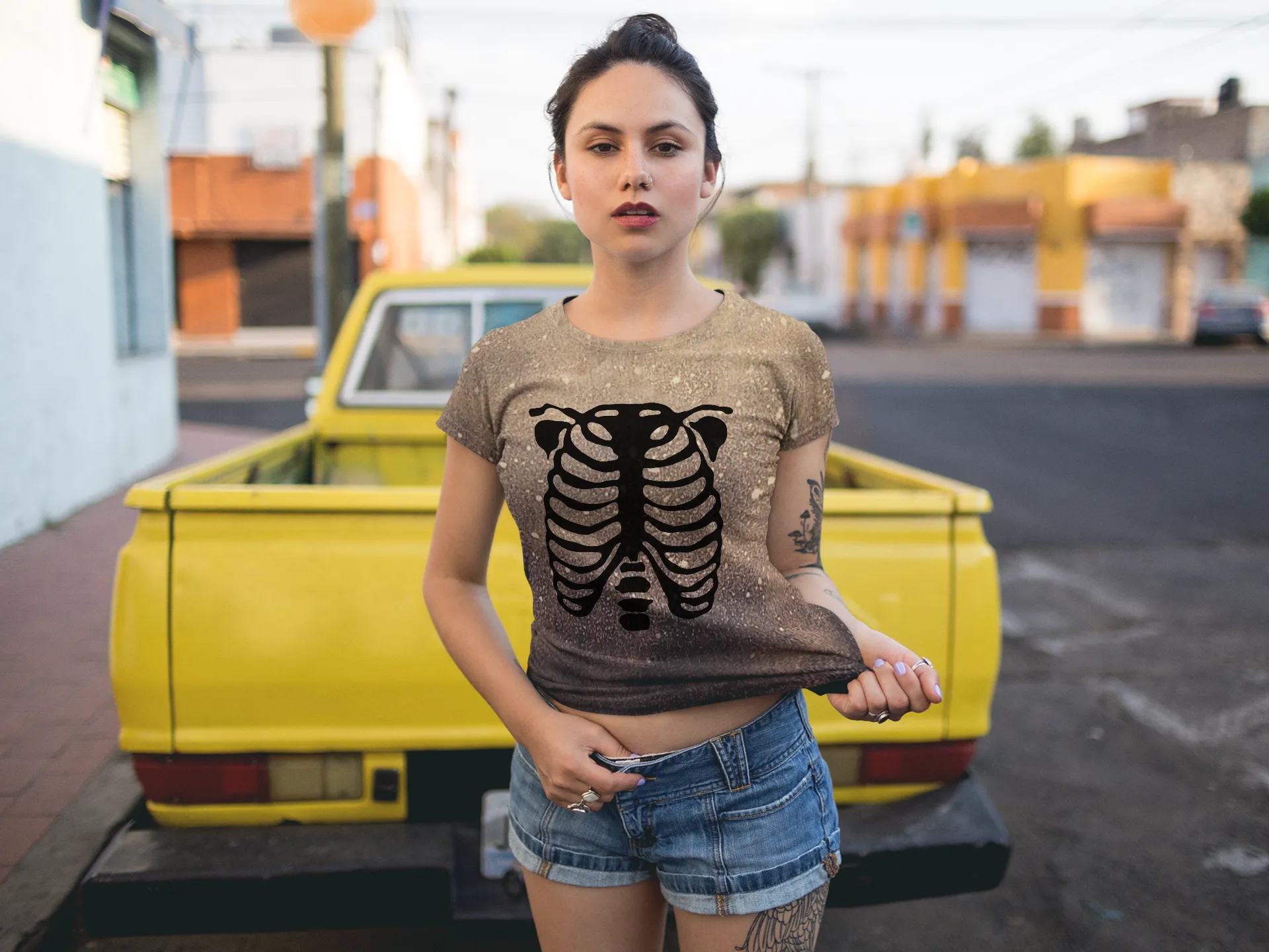 RibCage bleached splatter t shirt