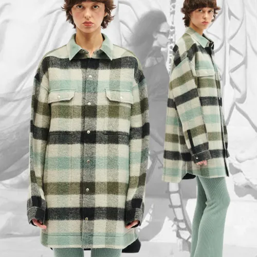 RICK OWENS  |Other Plaid Patterns Casual Style Wool Blended Fabrics