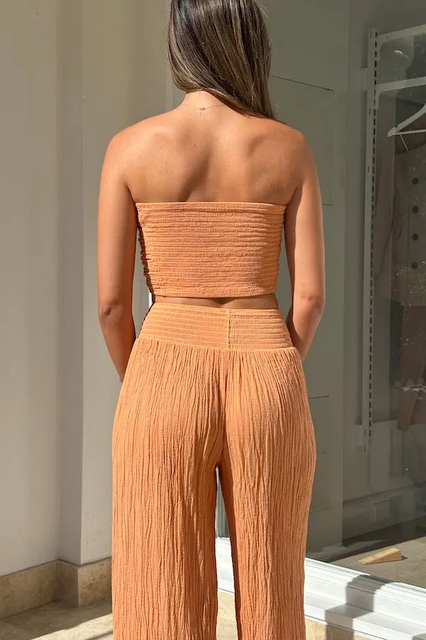 Ruched Tube Top Apricot