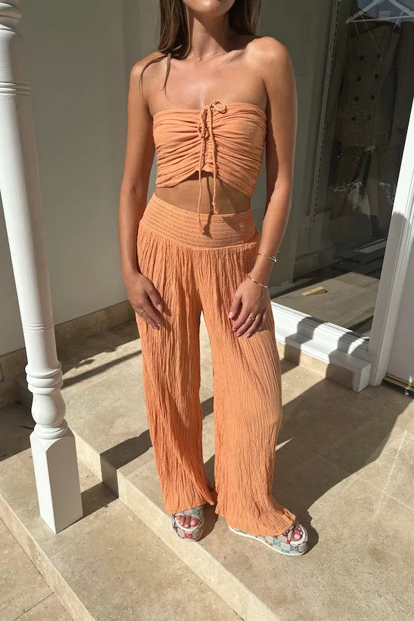 Ruched Tube Top Apricot