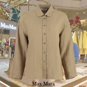 S Max Mara  |Casual Style Unisex Linen Long Sleeves Plain Medium