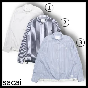 sacai  |Street Style Collaboration Long Sleeves Plain Cotton