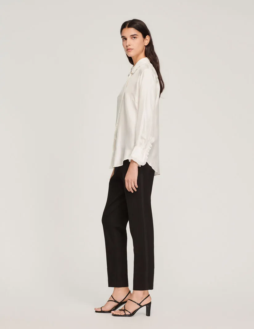 sandro  |Casual Style Silk Blended Fabrics Long Sleeves Plain