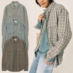 SATUR  |Other Plaid Patterns Unisex Street Style Long Sleeves Cotton