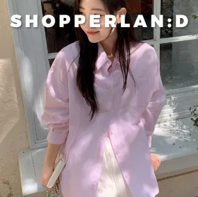 SHOPPERLAND  |Stripes Casual Style Street Style Bi-color Long Sleeves