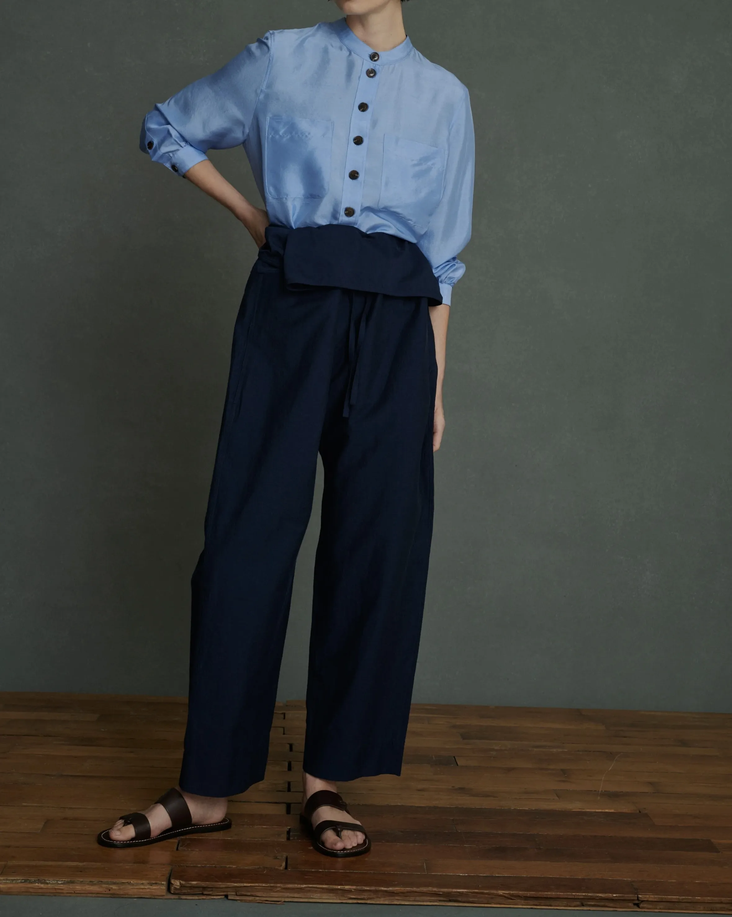 soeur  |Casual Style Silk Long Sleeves Plain Office Style