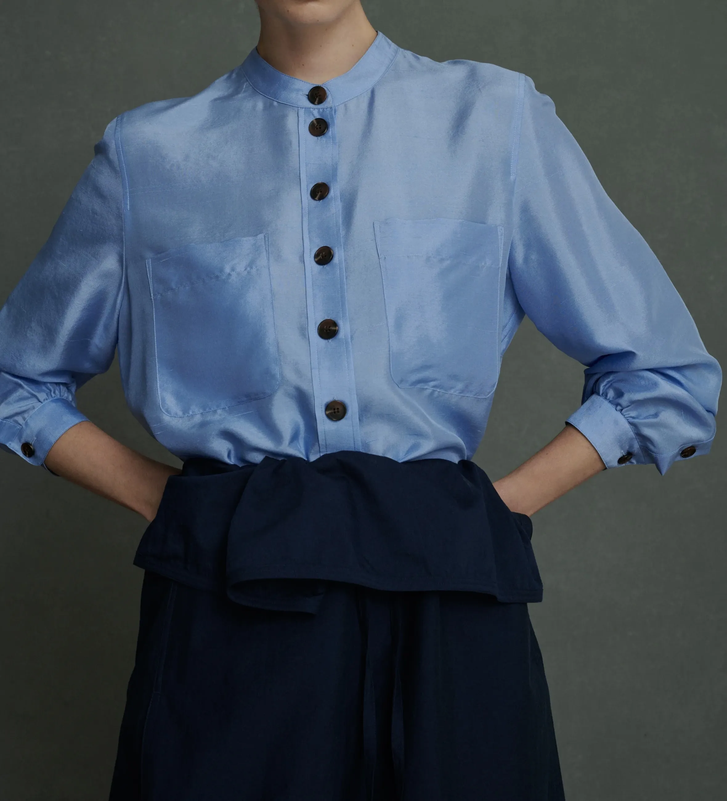 soeur  |Casual Style Silk Long Sleeves Plain Office Style