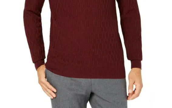 Tasso Elba Men's Supima Cotton Textured 1/4-Zip Sweater Red Size Large