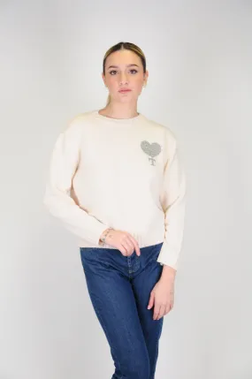 Tensione in - Maglia in misto cashmere con dettaglio cuore