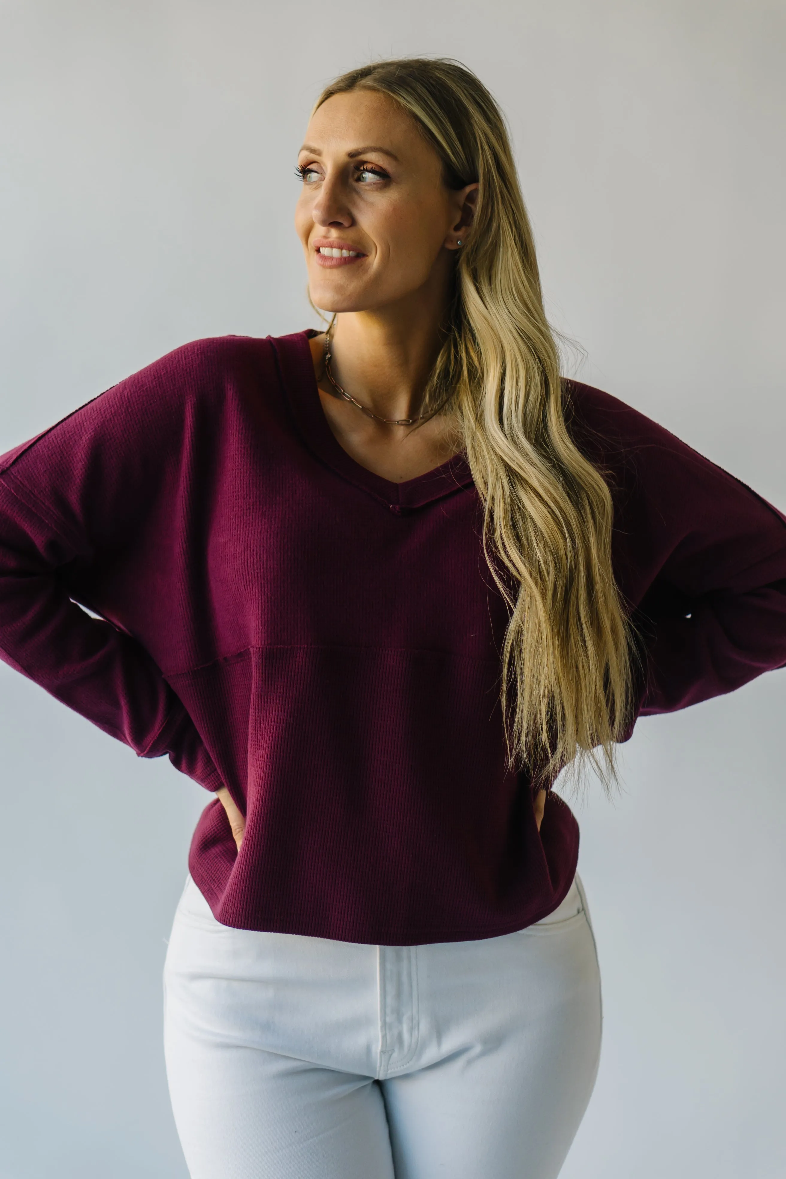 The Grangeville Thermal Knit Top in Plum