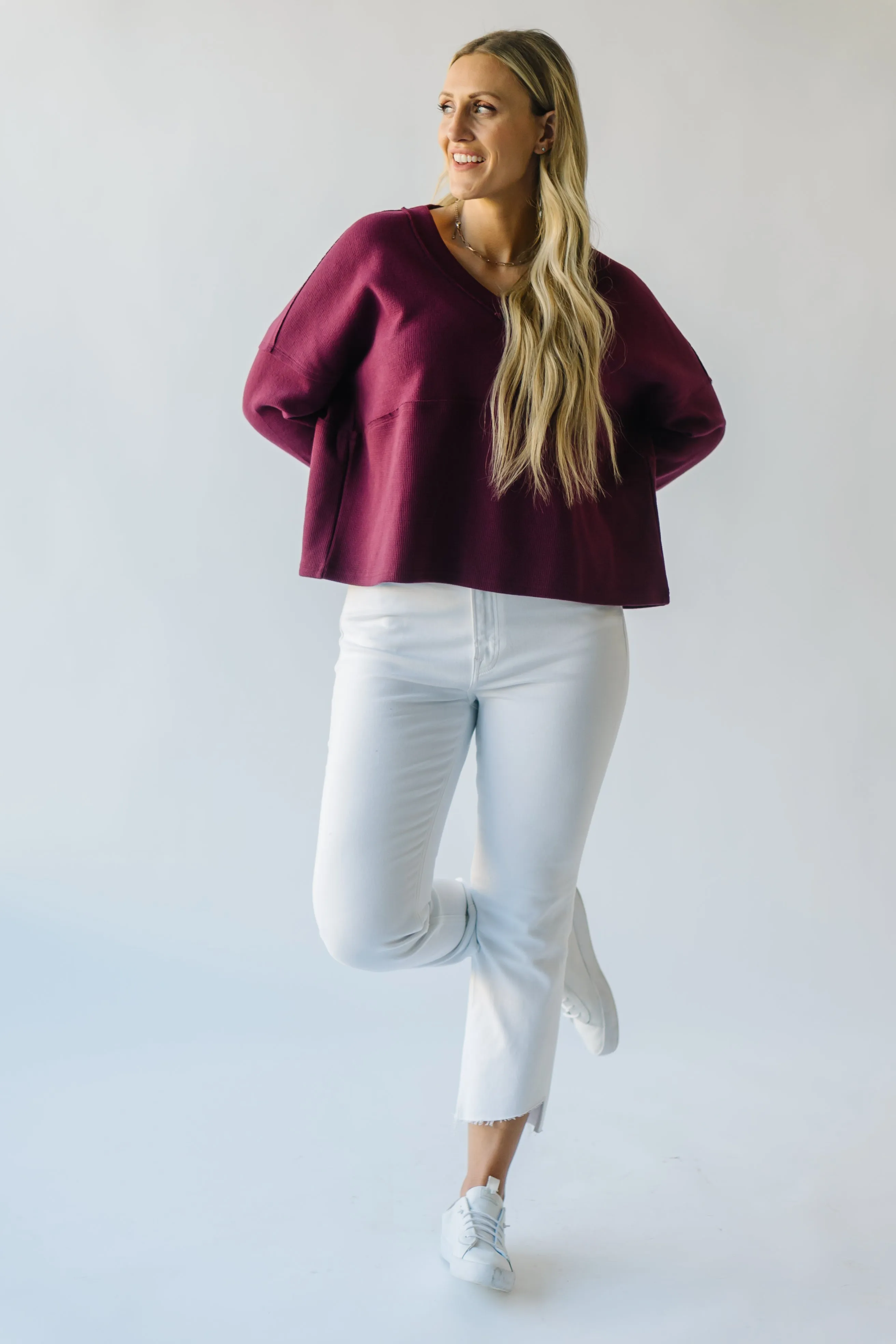 The Grangeville Thermal Knit Top in Plum