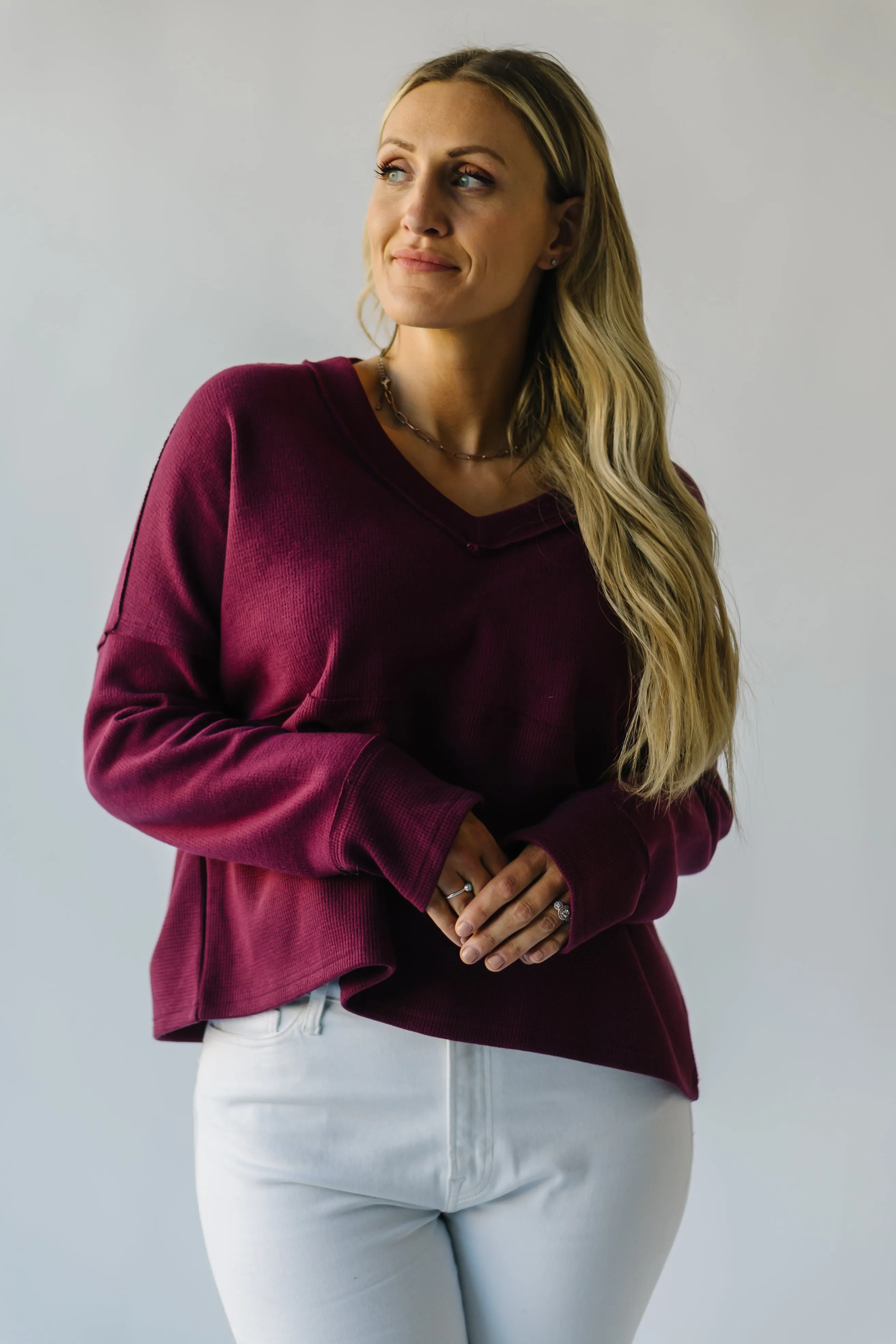 The Grangeville Thermal Knit Top in Plum