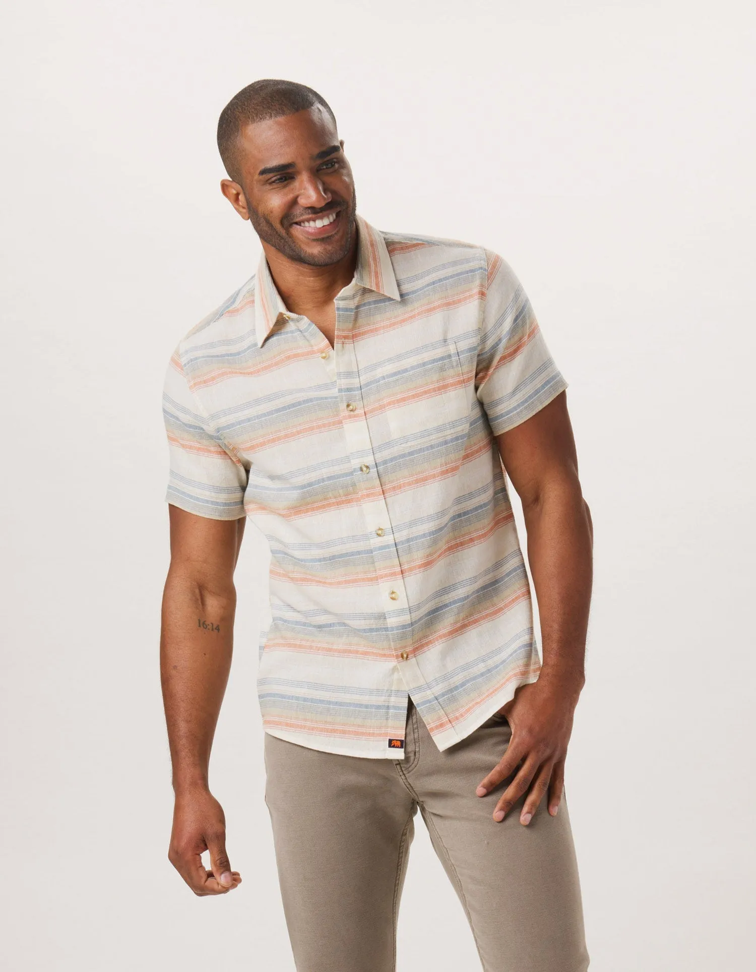 The Normal Brand Fresh Water Button-Up Shirt In Canyon Stripe