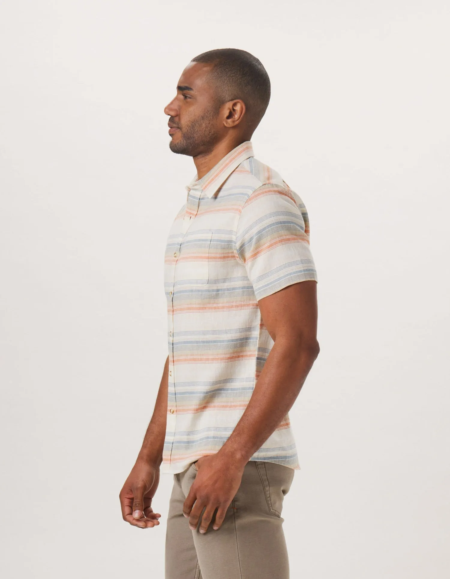 The Normal Brand Fresh Water Button-Up Shirt In Canyon Stripe