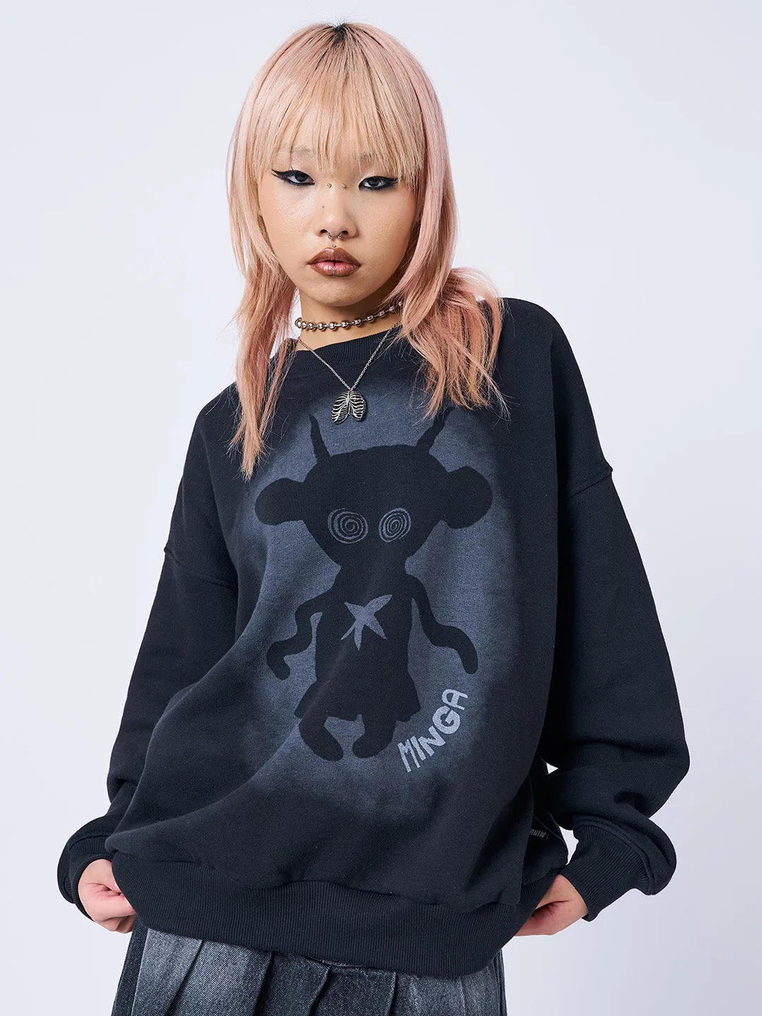 Unworldly Black Graphic Sweatshirt