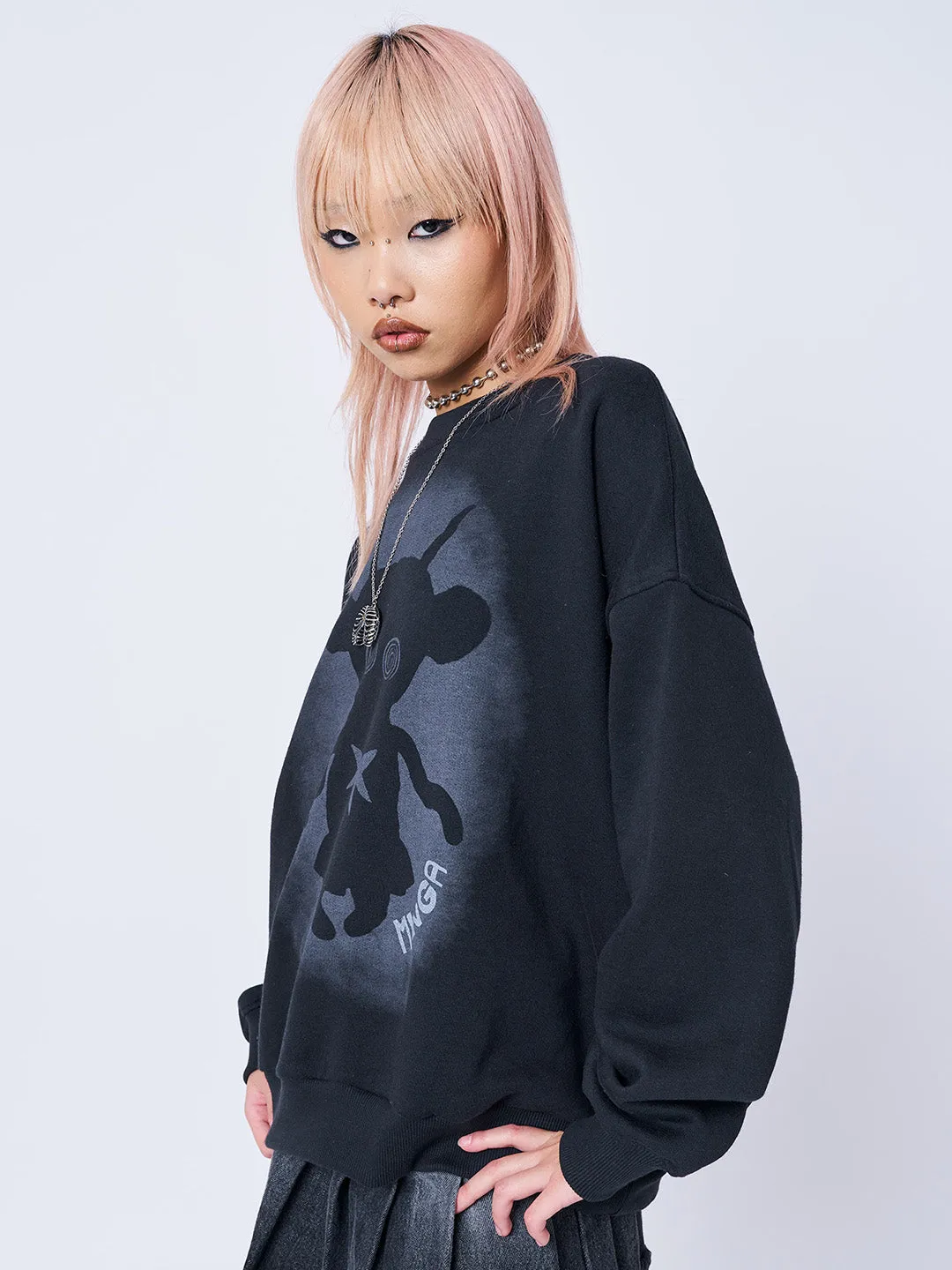 Unworldly Black Graphic Sweatshirt