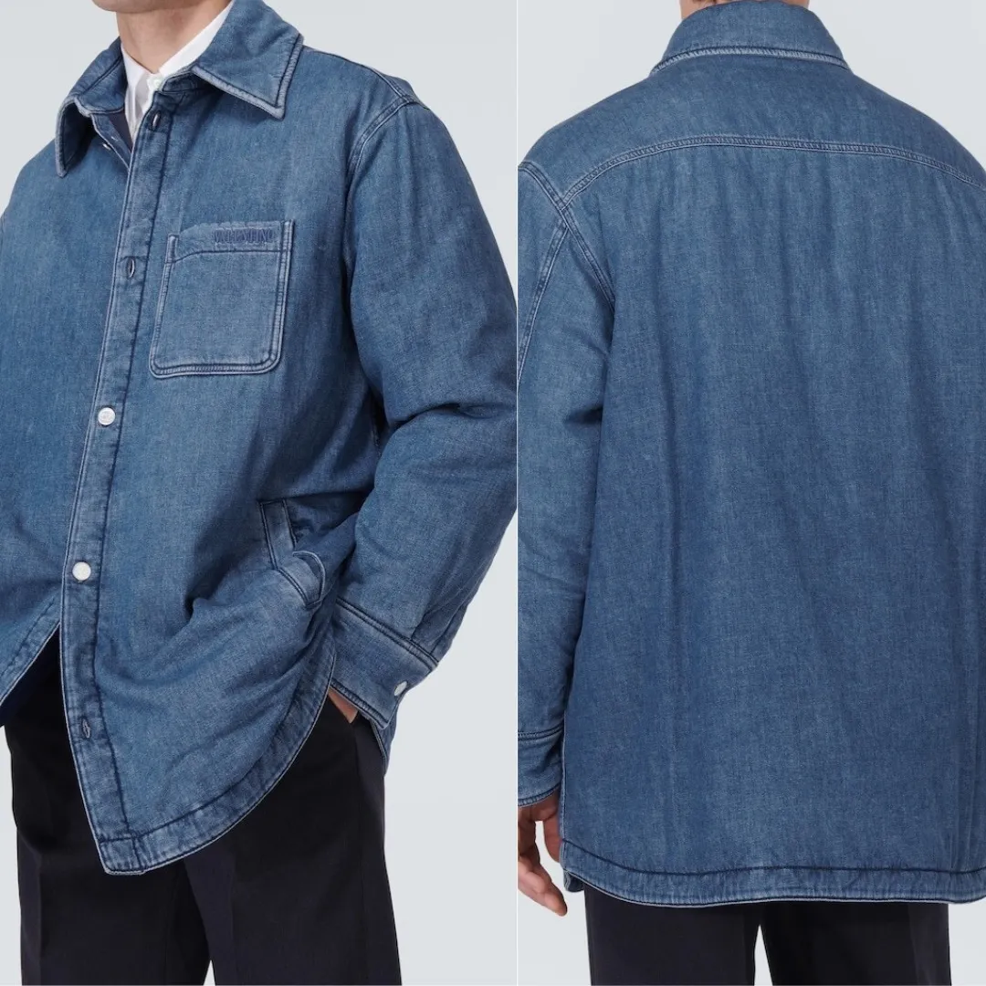 VALENTINO  |Denim Street Style Long Sleeves Plain Cotton Logo