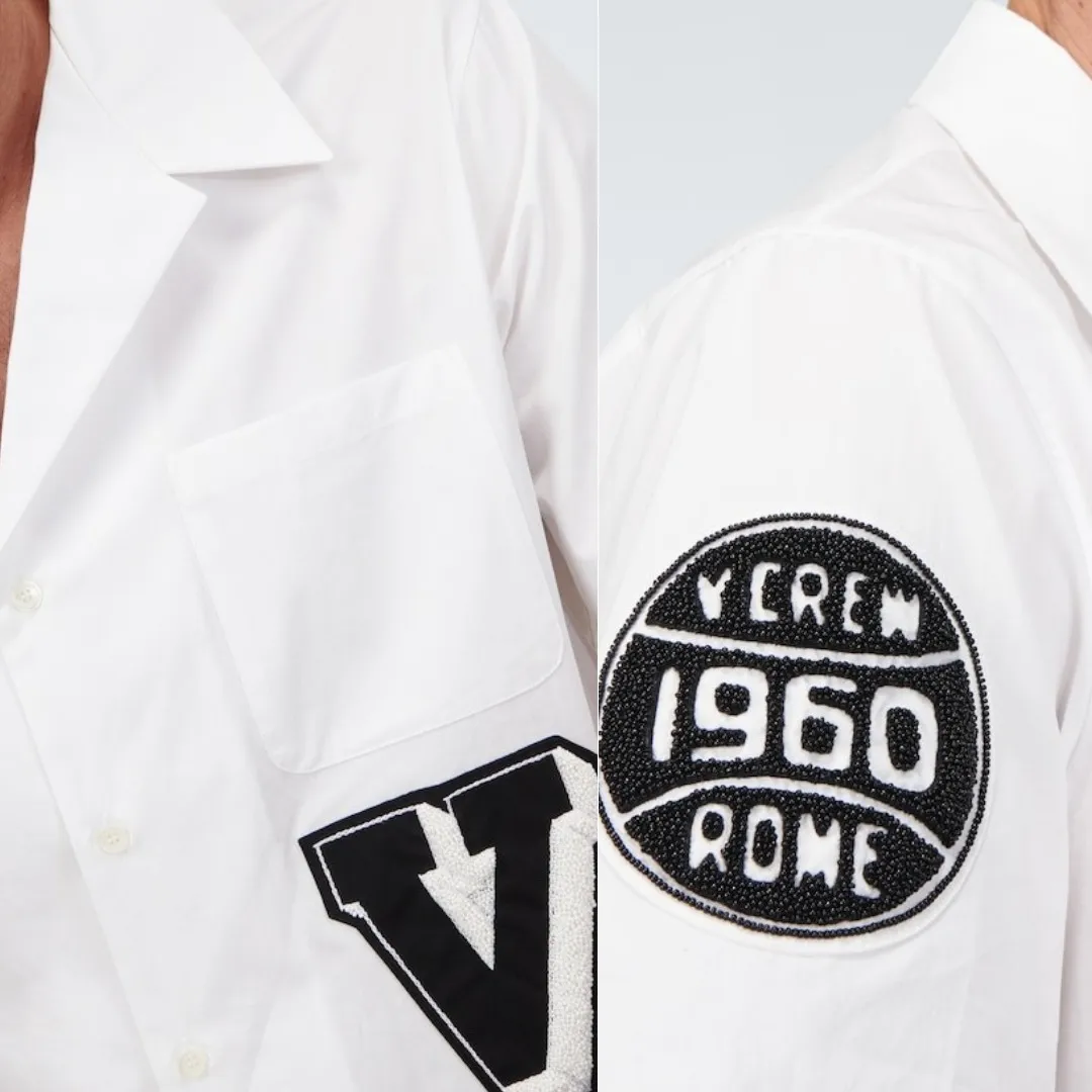 VALENTINO  |Street Style Plain Cotton Short Sleeves Logo Front Button