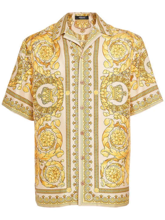 VERSACE  |Paisley Silk Short Sleeves Co-ord Front Button Luxury Shirts