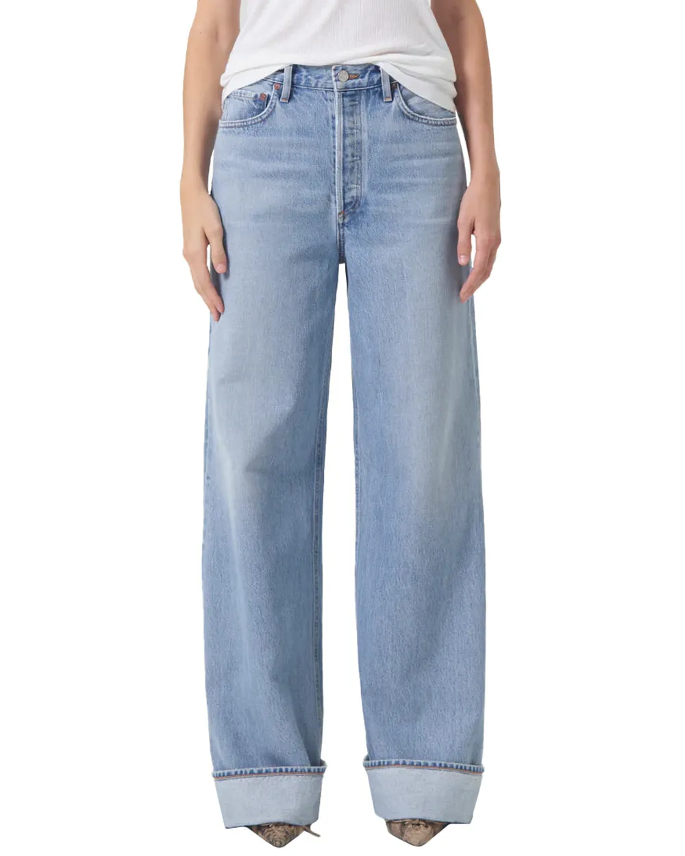 Vintage Pale Wide Leg Dame Jean in Showdown