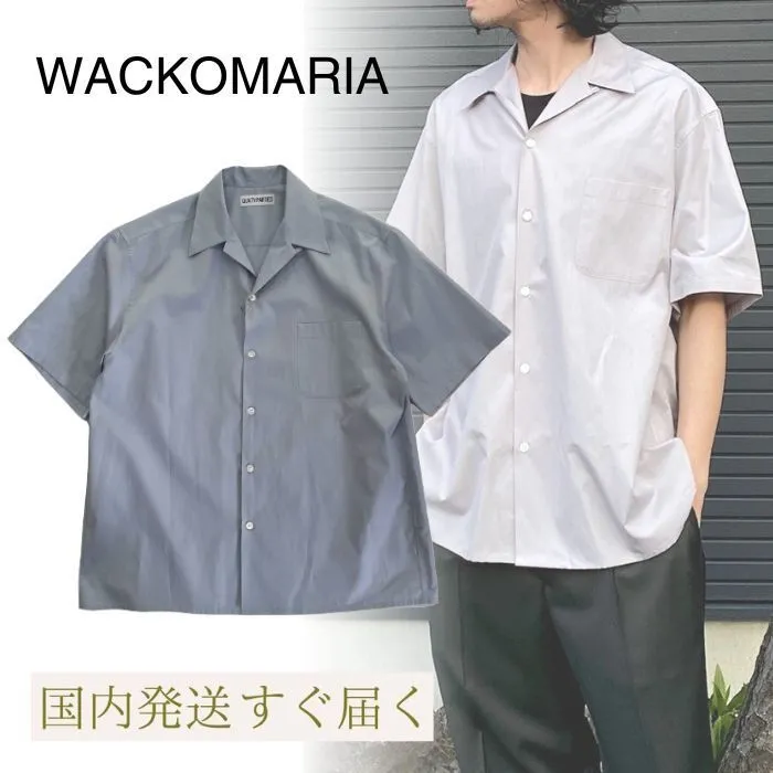 WACKO MARIA  |Plain Cotton Short Sleeves Front Button Shirts